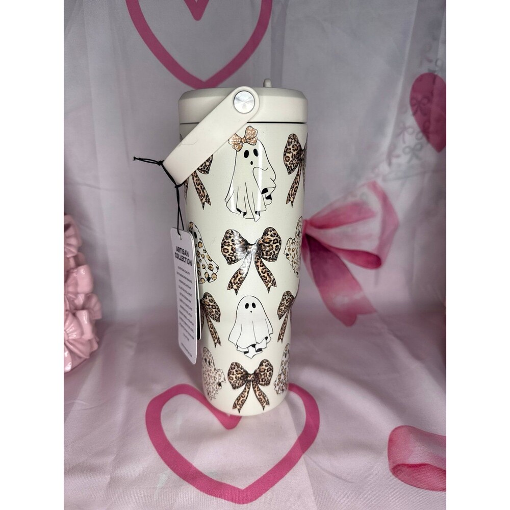 Viral Leopard Print and Coquette Bows Ghost Tumbler